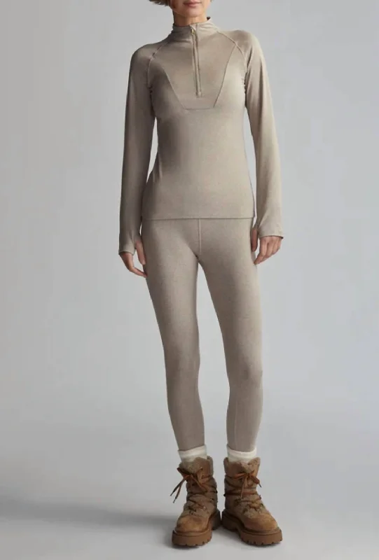 Clothing Sales Always Warm Base Layer Half Zip In Taupe Marl