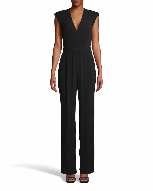 Women's Holiday Clothes Crepe Jumpsuit In Black