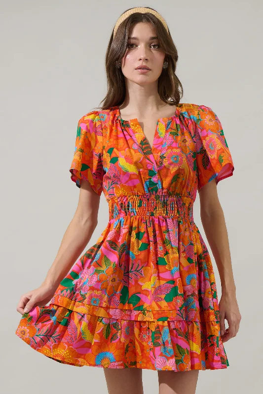 Women's Plus-Size Attire Idalia Floral Miller Split Neck Dress