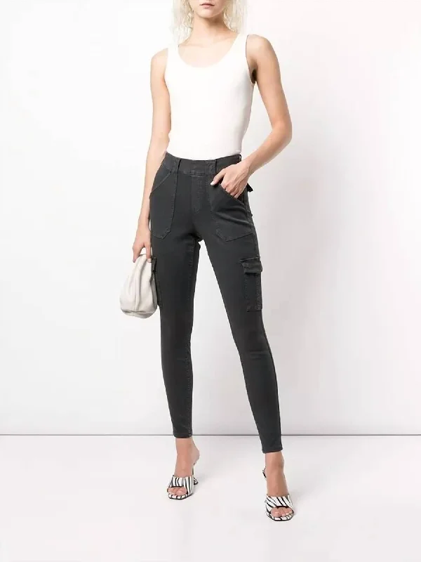 Flash Sales Today Twill Ankle Cargo Pant In Washed Black
